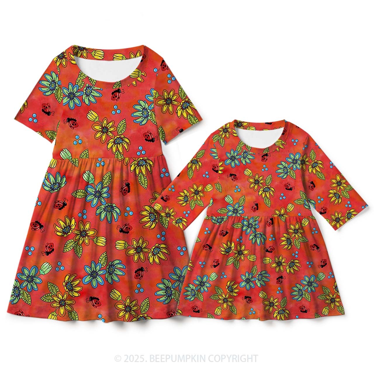Hot Summer Mom&Me Matching All Over Print Dress