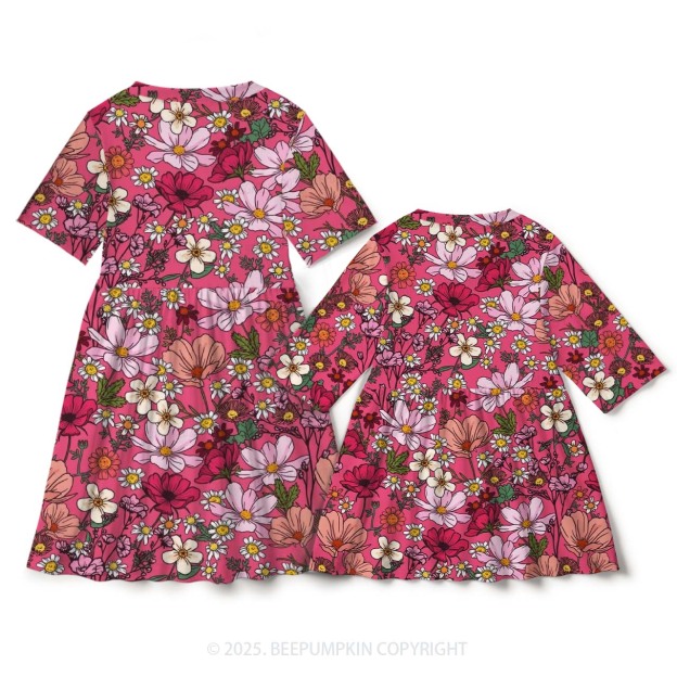 Radiant Petals Mom&Me Matching All Over Print Dress