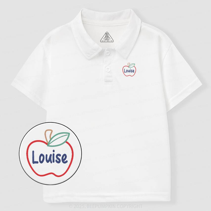 Embroidery Personalized Apple Lines Toddler&Kid's Polo Shirt Beepumpki