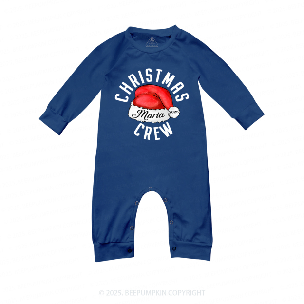 2025 Christmas Crew Santa Hat Family Matching Blue Pajamas Beepumpkin