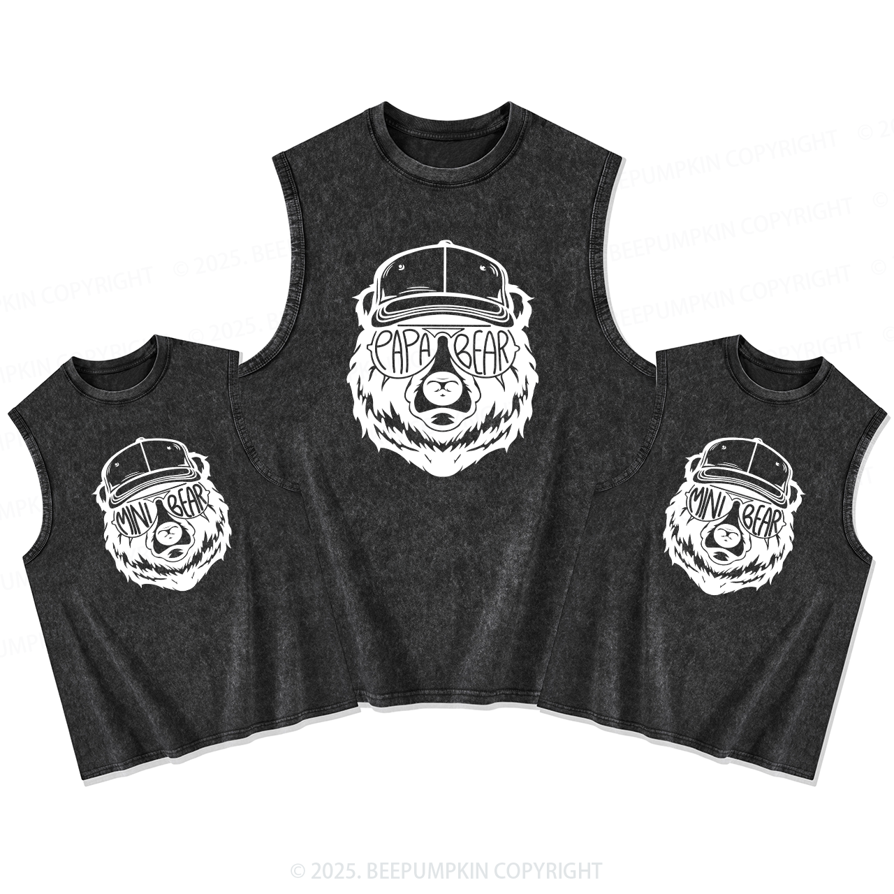 Bear Sunglass Dad&Me Matching Washed Tank Top