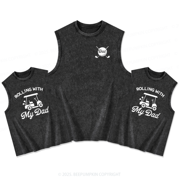 Rolling Golfing Dad&Me Matching Washed Tank Top