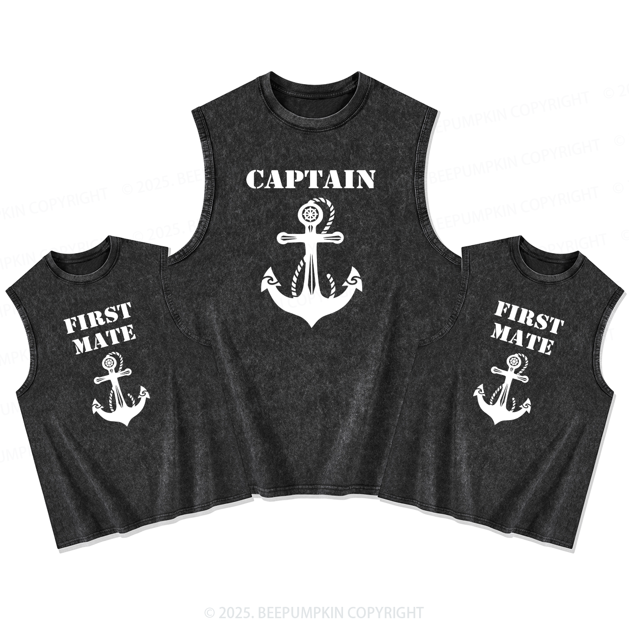 Captain And First Mate Dad&Me Matching Washed Tank Top