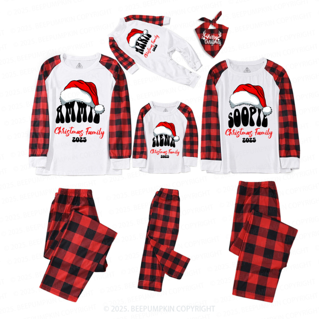 Personalized Red Hat And Name Family Matching Pajamas