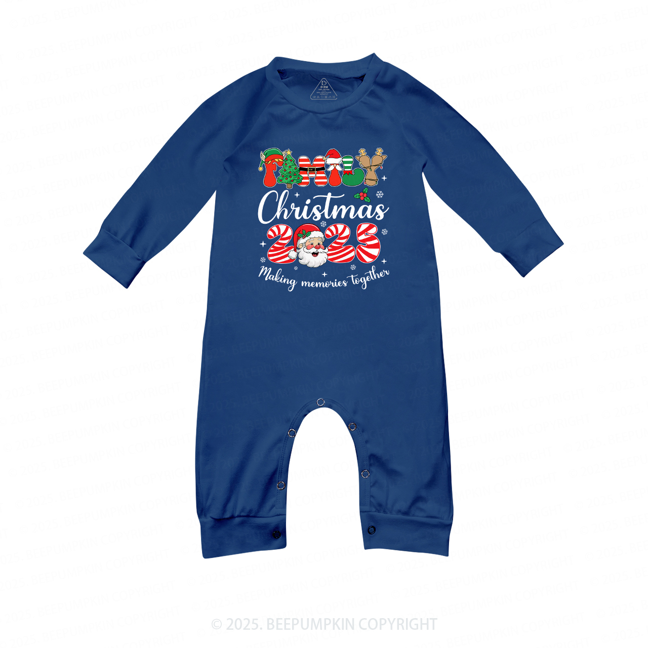 Santa Claus Christmas Crew Family Matching Blue Pajamas Beepumpkin