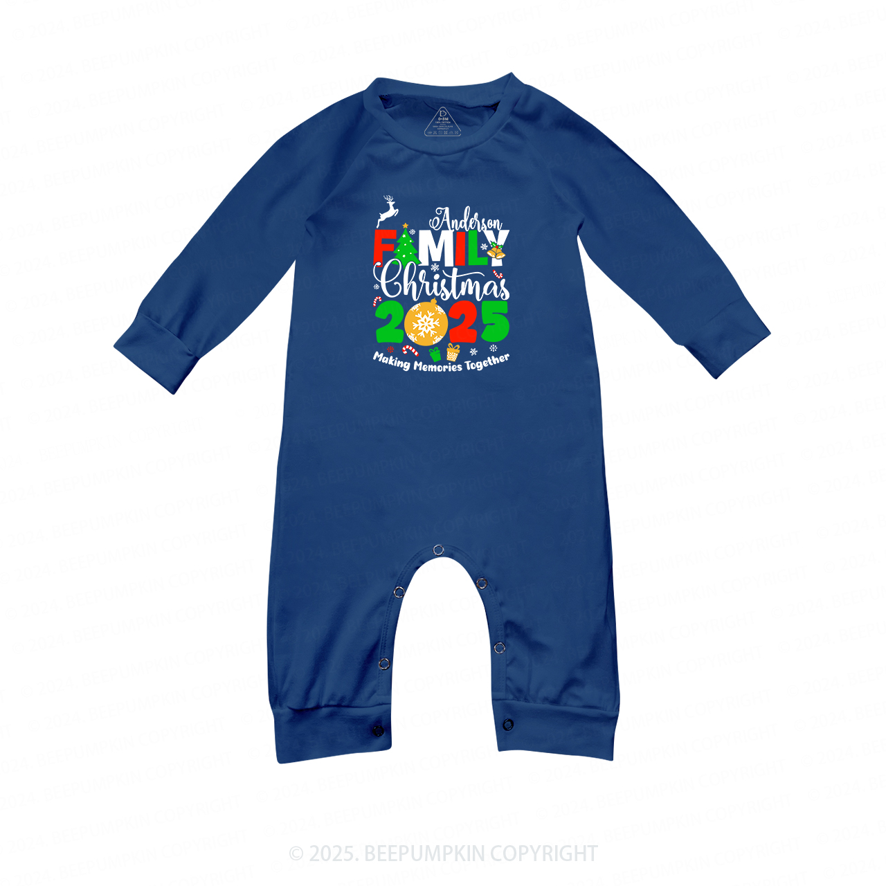 Personalized Elk Snowflake Christmas 2025 Family Matching Blue Pajamas Beepumpkin