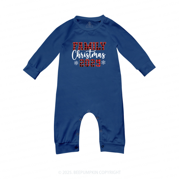 Red plaid Letter 2025 Family Matching Blue Pajamas Beepumpkin