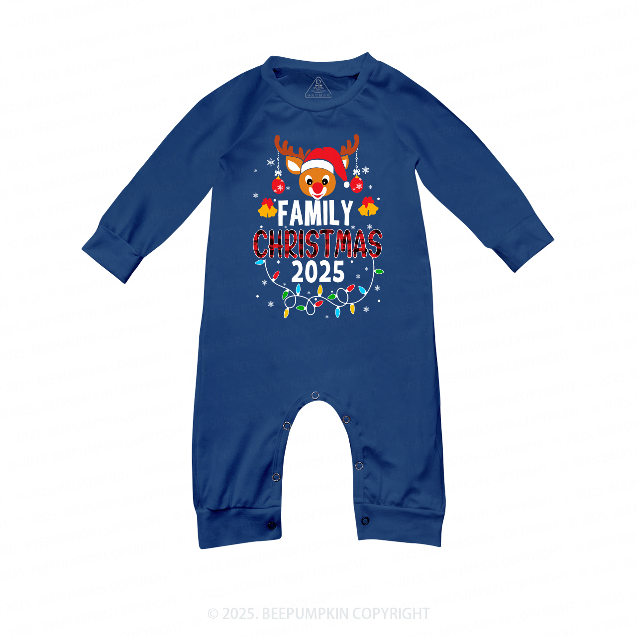 2025 Elk Light Christmas Holiday Family Matching Blue Pajamas Beepumpkin