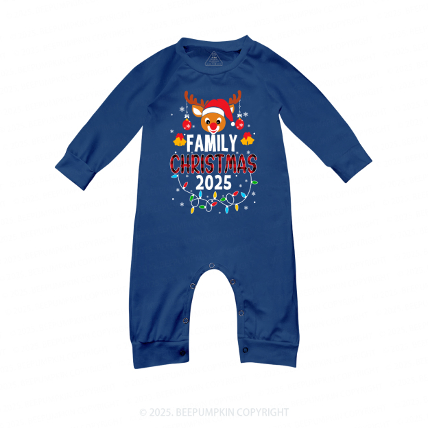 2025 Elk Light Christmas Holiday Family Matching Blue Pajamas Beepumpkin
