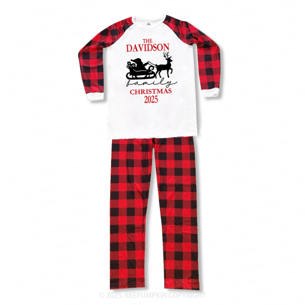 2025 Personalized Santa Claus On The Sleigh Family Matching Pajamas