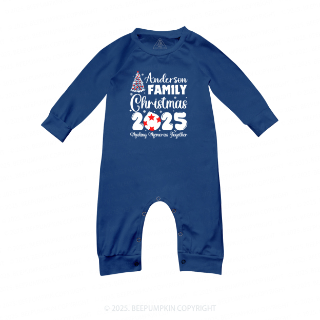 2025 Personalized Family  Name Making Memories Family Matching Blue Pajamas Beepumpkin