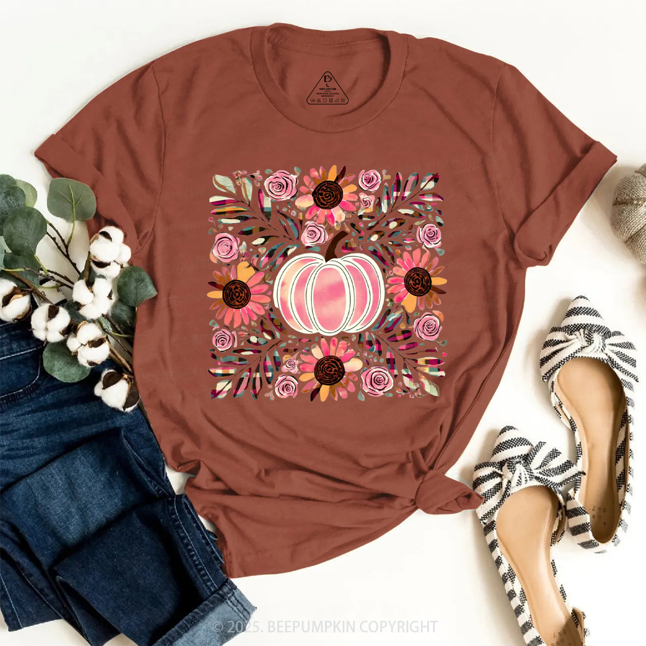 Boho Floral Pumpkin T-Shirts Beepumpkin