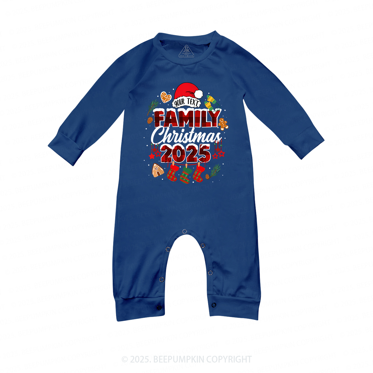 Personalized Gingerbread Snowflakes Christmas Family Matching Blue Pajamas Beepumpkin