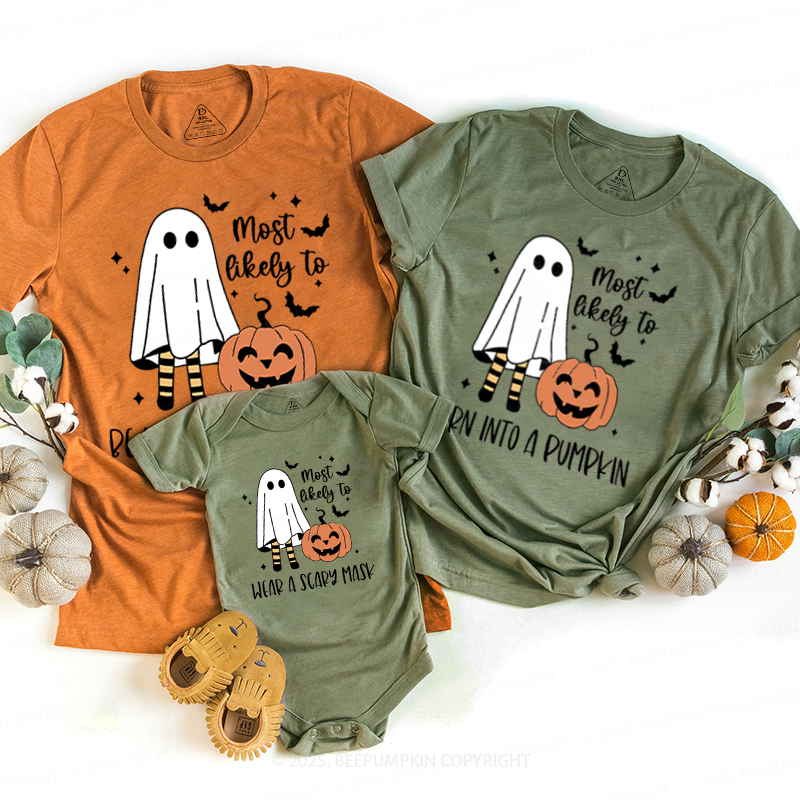Personalized Funny Ghost Pumpkin Halloween Family Matching Shirts