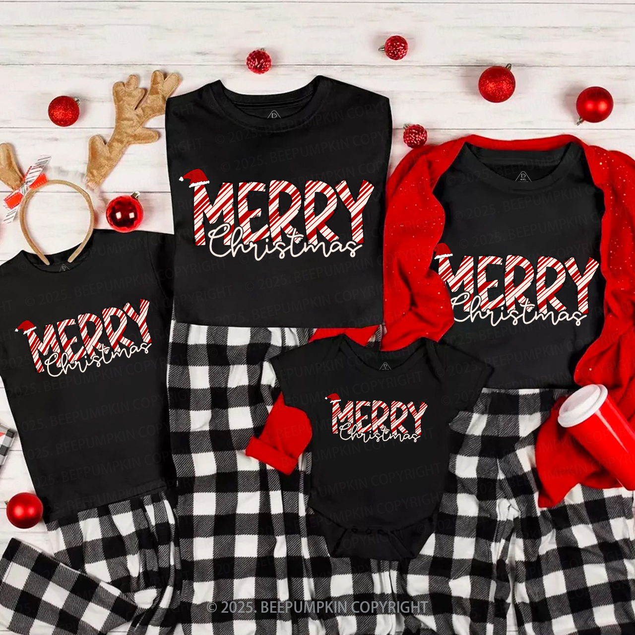 Merry Christmas Family Matching T-Shirts Beepumpkin