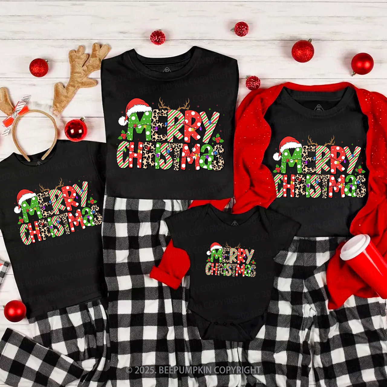 Merry Christmas Family Matching T-Shirts Beepumpkin