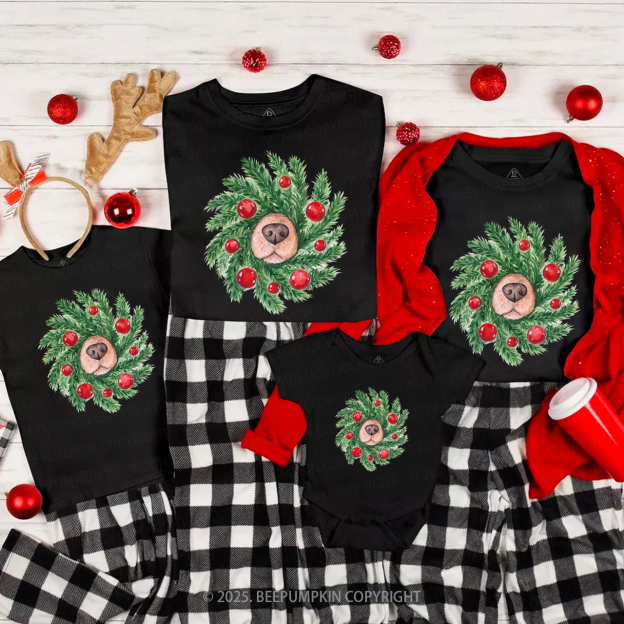 Dog Nose Christmas Wreath Family Matching T-Shirts Beepumpkin