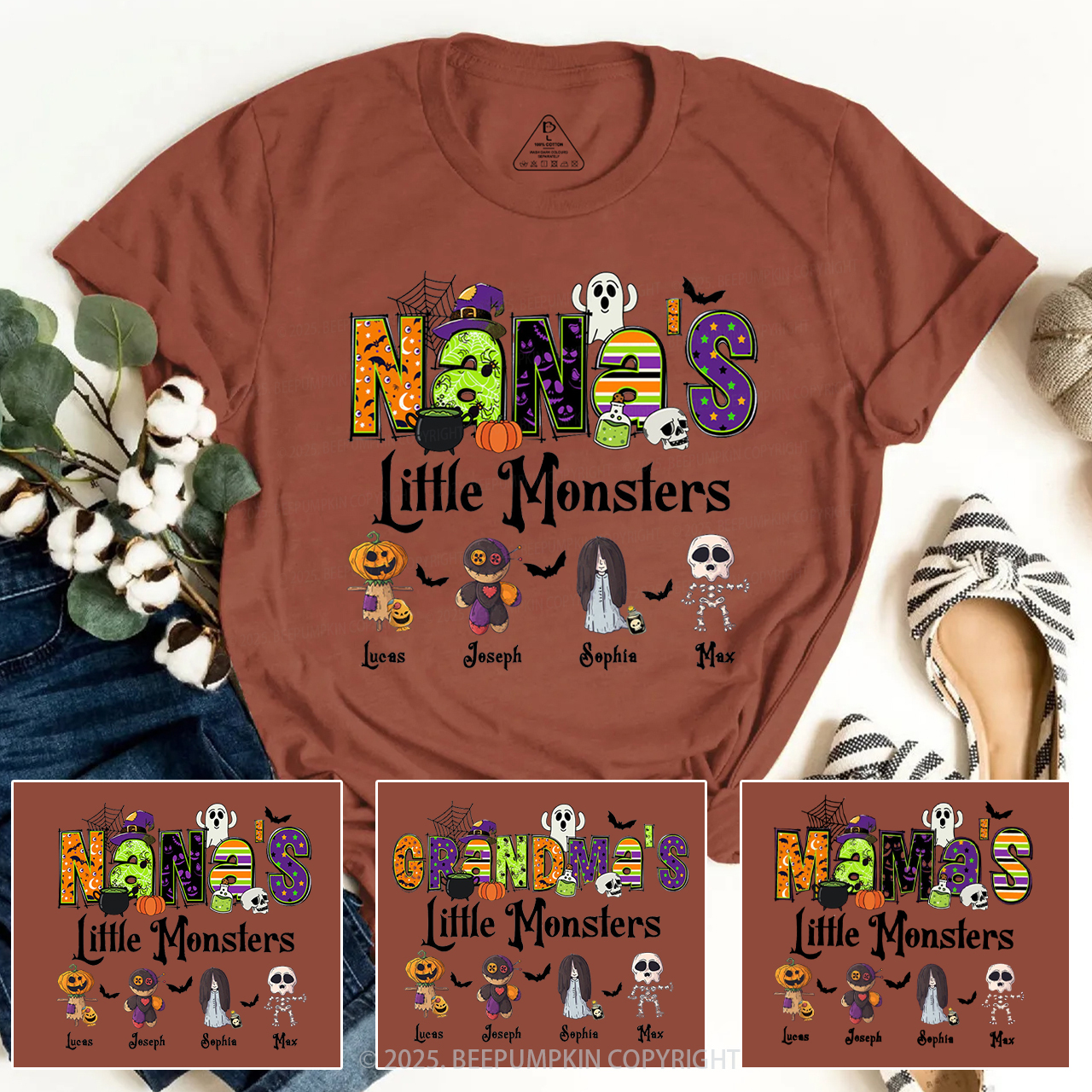 Personalized Nana's Little Monsters T-Shirts Beepumpkin