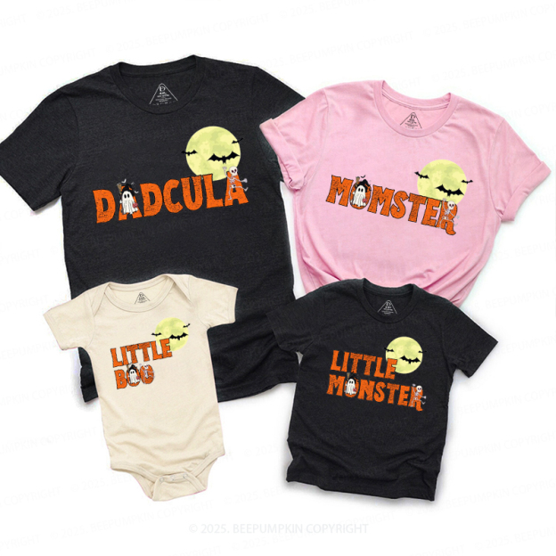 Personalized Dadcula Momster Little Monster Halloween Family Matching Shirts