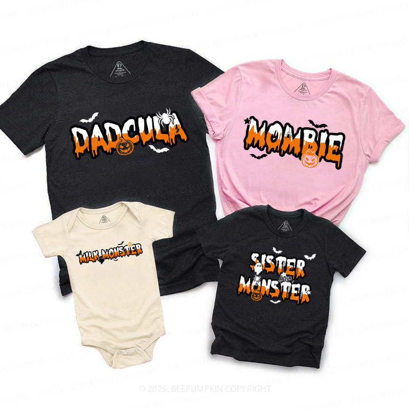 Personalized Monster Drip Halloween Family Matching Shirts