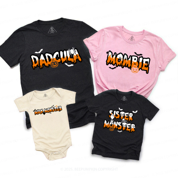 Personalized Monster Drip Halloween Family Matching Shirts