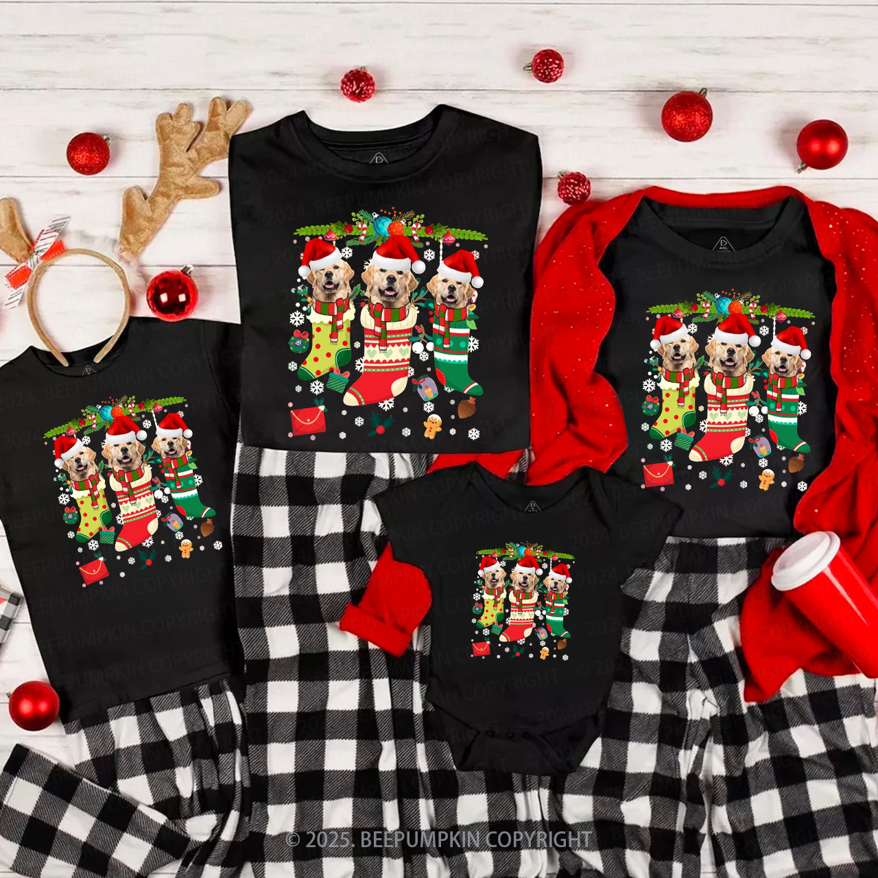Personalized Paws & Claus Family Matching T-Shirts Beepumpkin