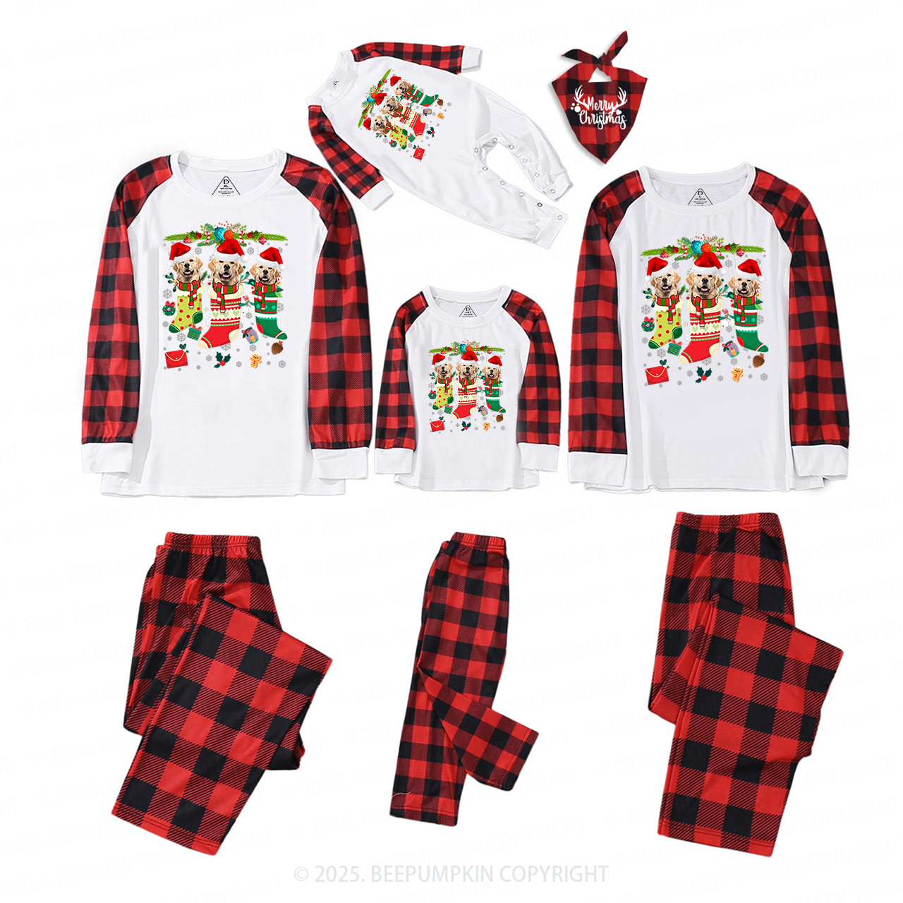 Personalized Paws & Claus Family Matching Pajamas