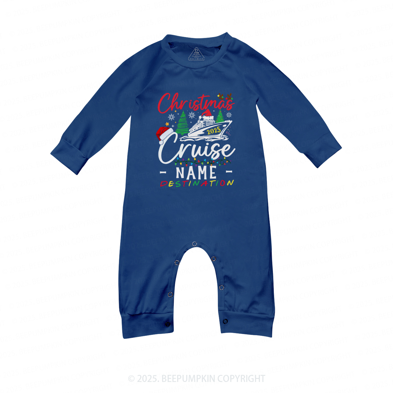 Personalized Christmas Cruise 2025 Matching Blue Pajamas Beepumpkin