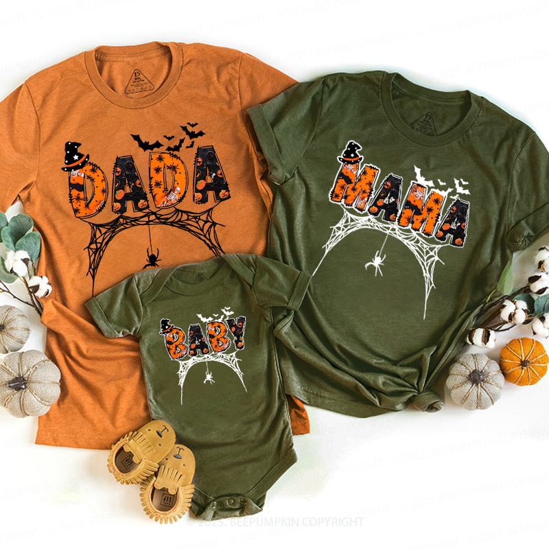 Personalized Spooky Web Halloween Family Matching Shirts