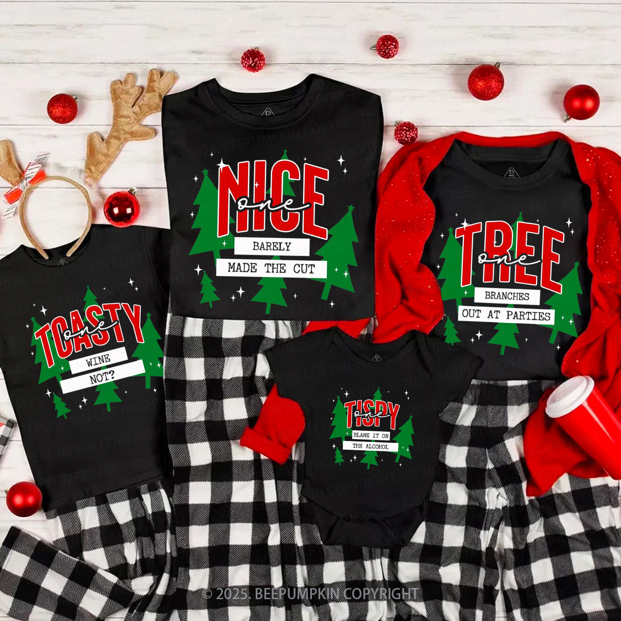 Personalized Funny Group Christmas Family Matching T-Shirts Beepumpkin