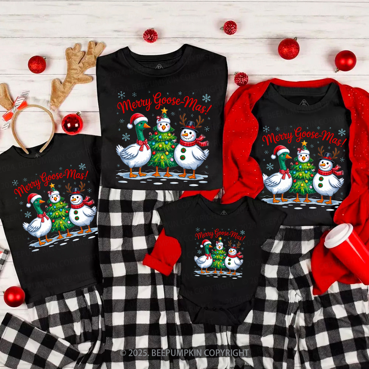 Funny Christmas Goose Christmas Family Matching T-Shirts Beepumpkin