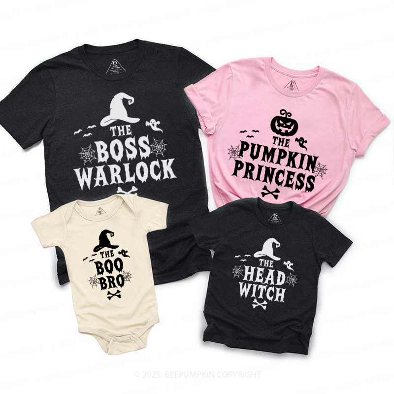 Personalized Witch & Pumpkin Crew Halloween Family Matching Shirts