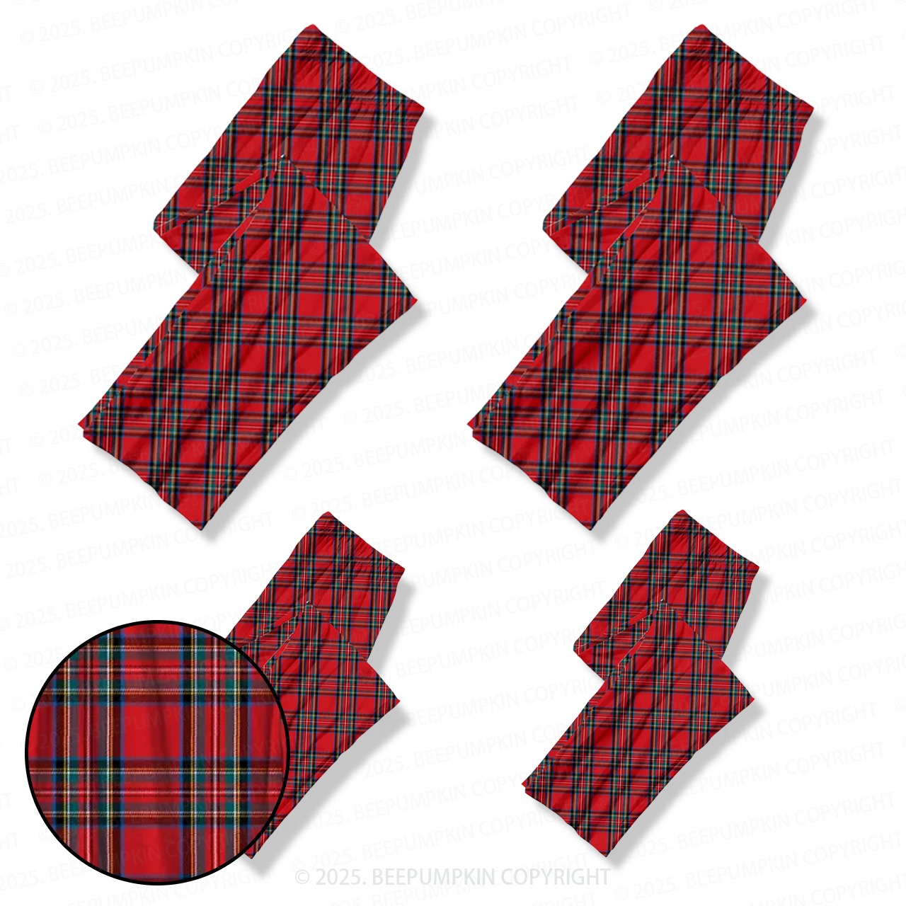 Christmas Black And Red Plaid Family Matching Pajama Pants With Pockets