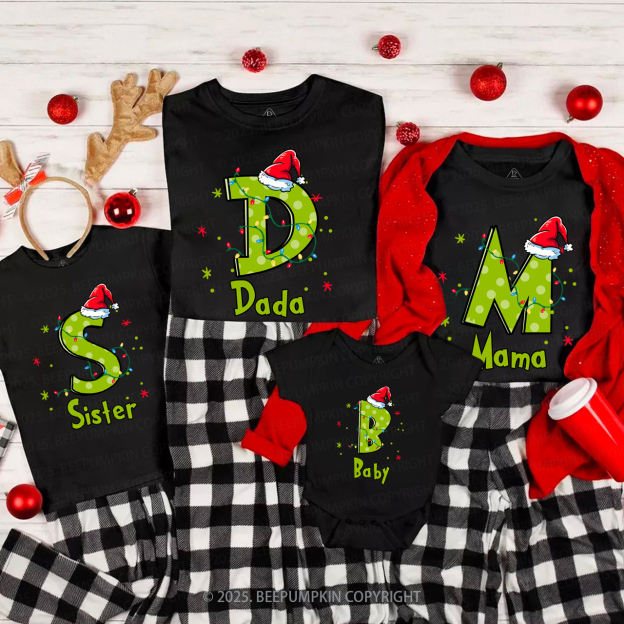 Personalized Festive Alphabet Fun Family Matching T-Shirts Beepumpkin