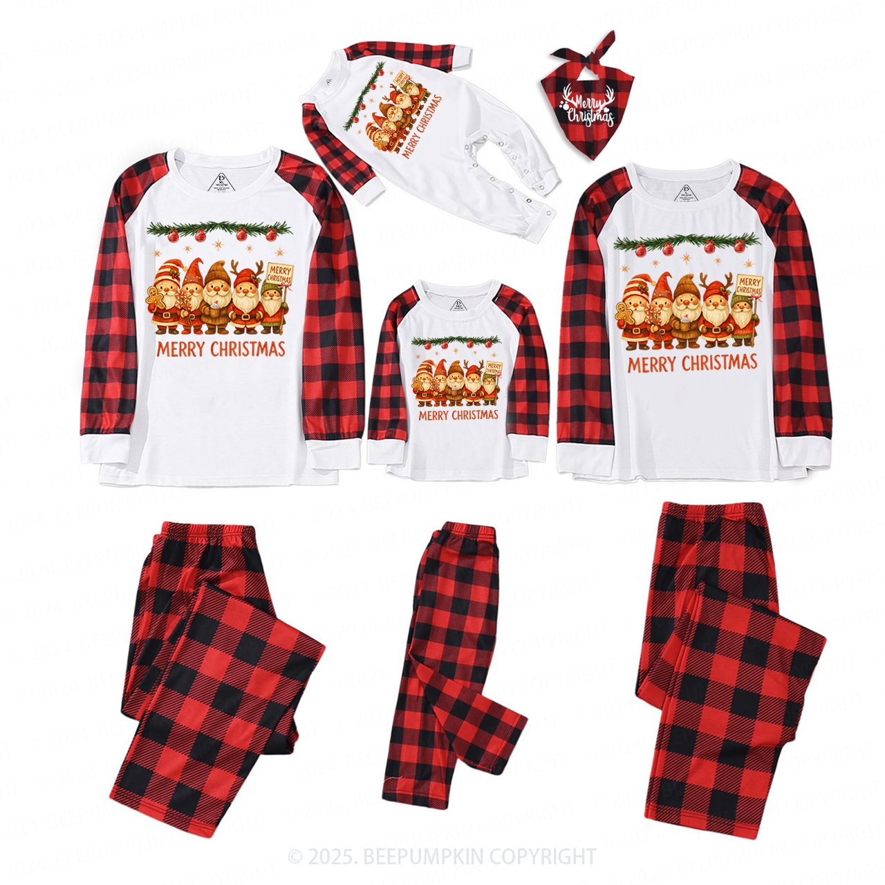 Watercolor Vintage Santa Christmas Family Matching Pajamas