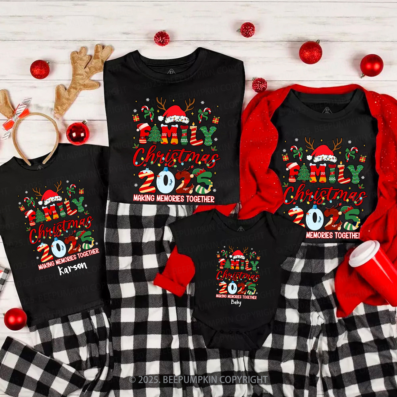 Personalized Christmas Magic 2025 Family Matching T-Shirts Beepumpkin