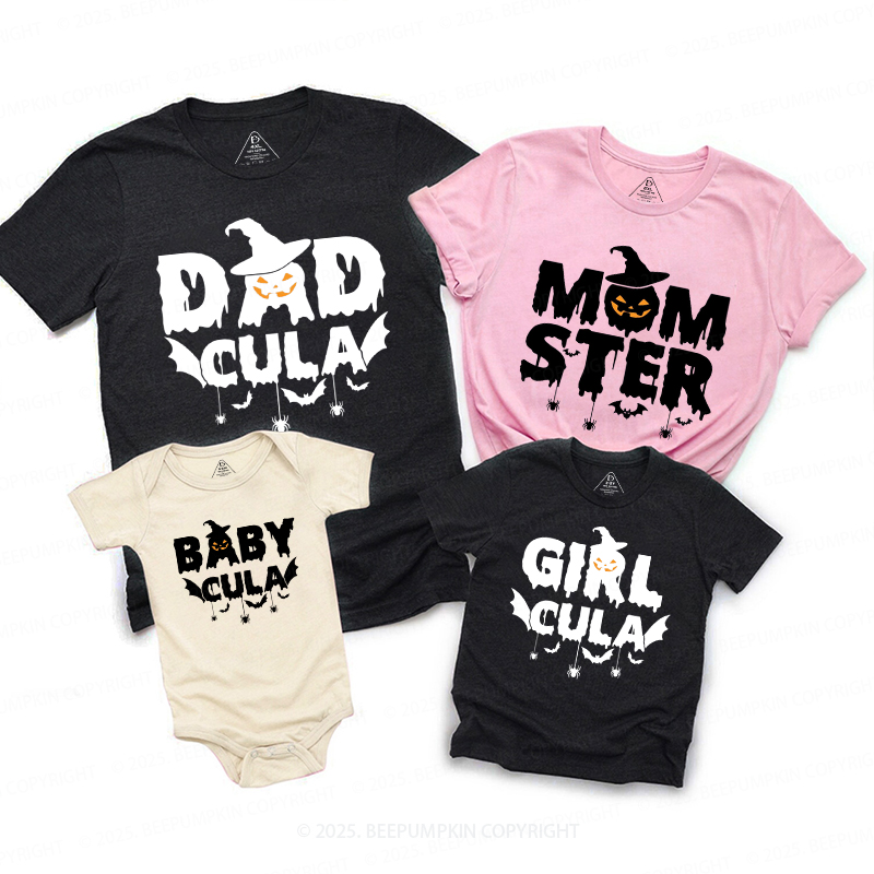 Personalized Halloween Momster Dadcula Family Matching Shirts