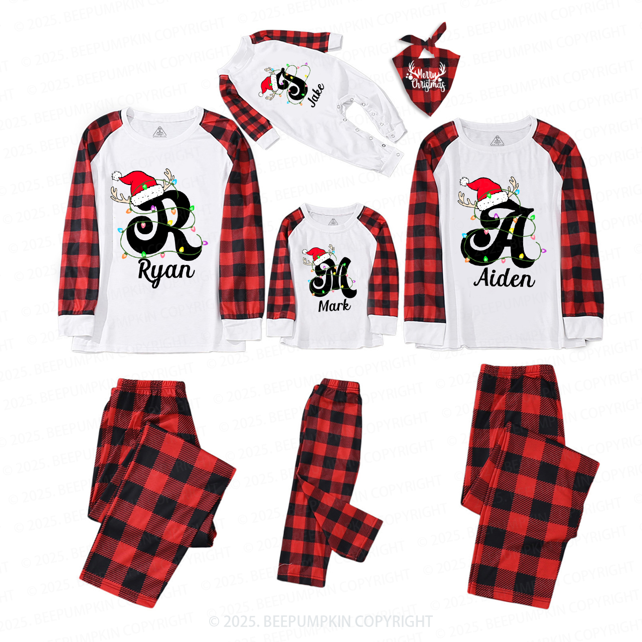 Personalized Christmas With Name Letter Family Matching Pajamas