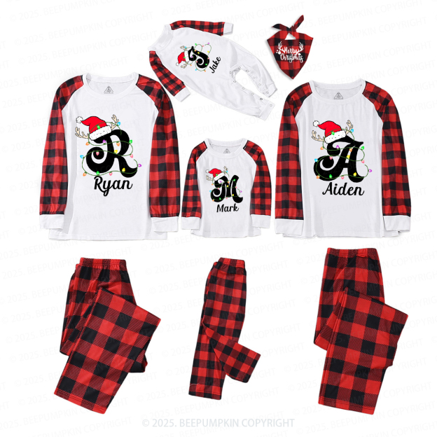 Personalized Christmas With Name Letter Family Matching Pajamas