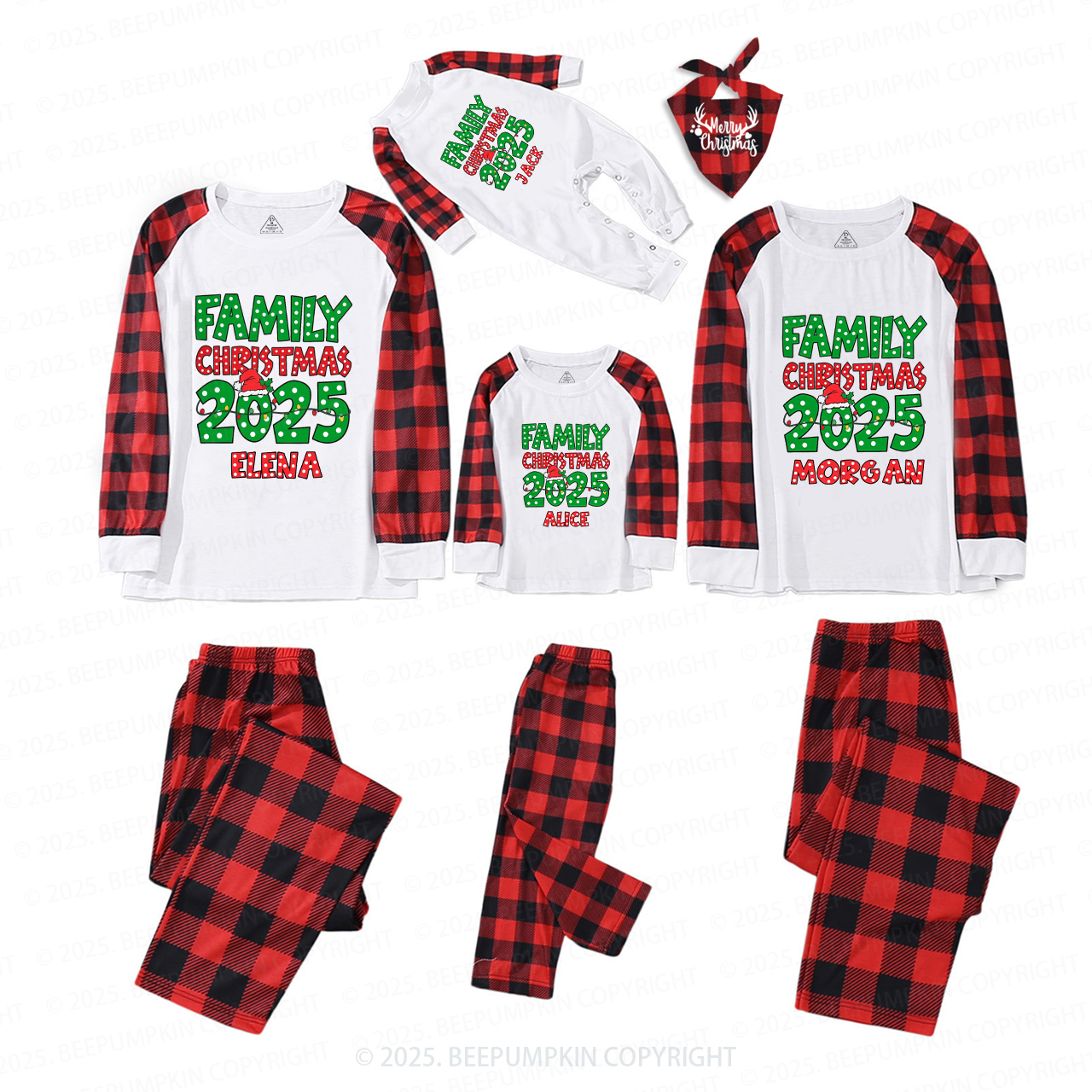 Personalized Christmas Christmas Neon Family Matching Pajamas