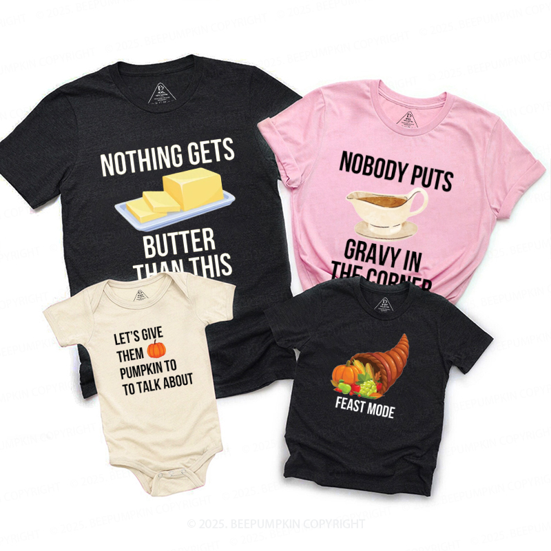 Personalized Thanksgiving Foods Group Family Matching Shirts