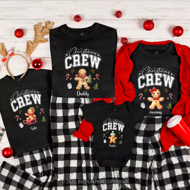 Personalized Christmas Crew Family Matching T-Shirts Beepumpkin