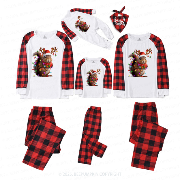 Squirrel Christmas Lights Christmas Family Matching Pajamas