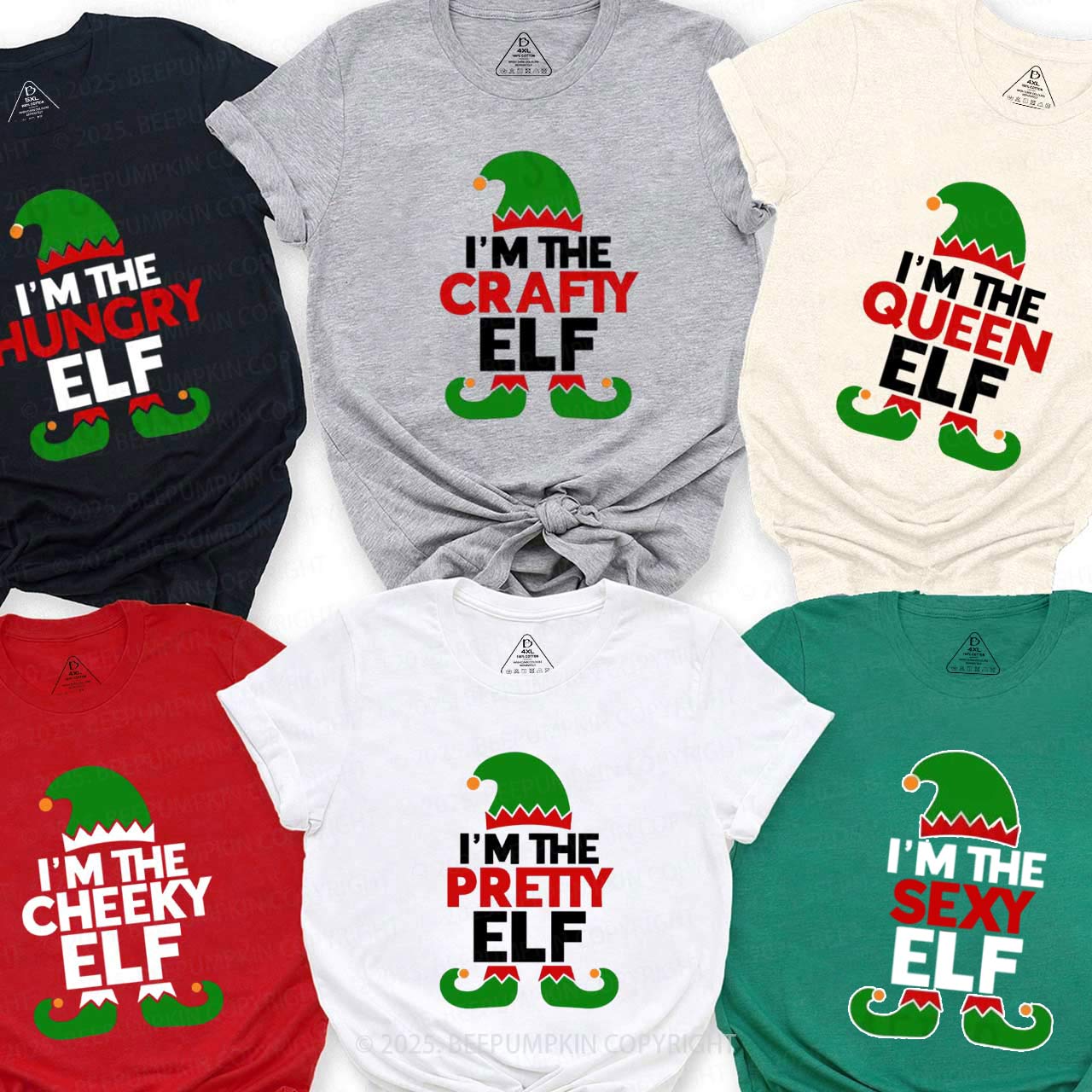 Personalized Funny Elf Christmas Family Matching T-Shirts Beepumpkin