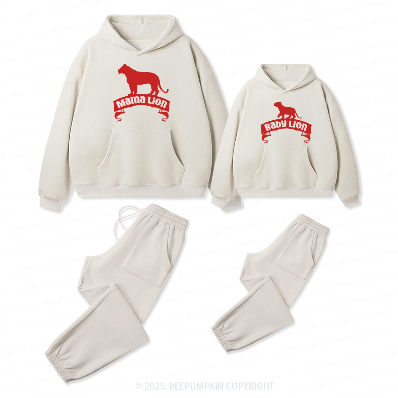 Personalized Lion Family Matching Hoodie Set