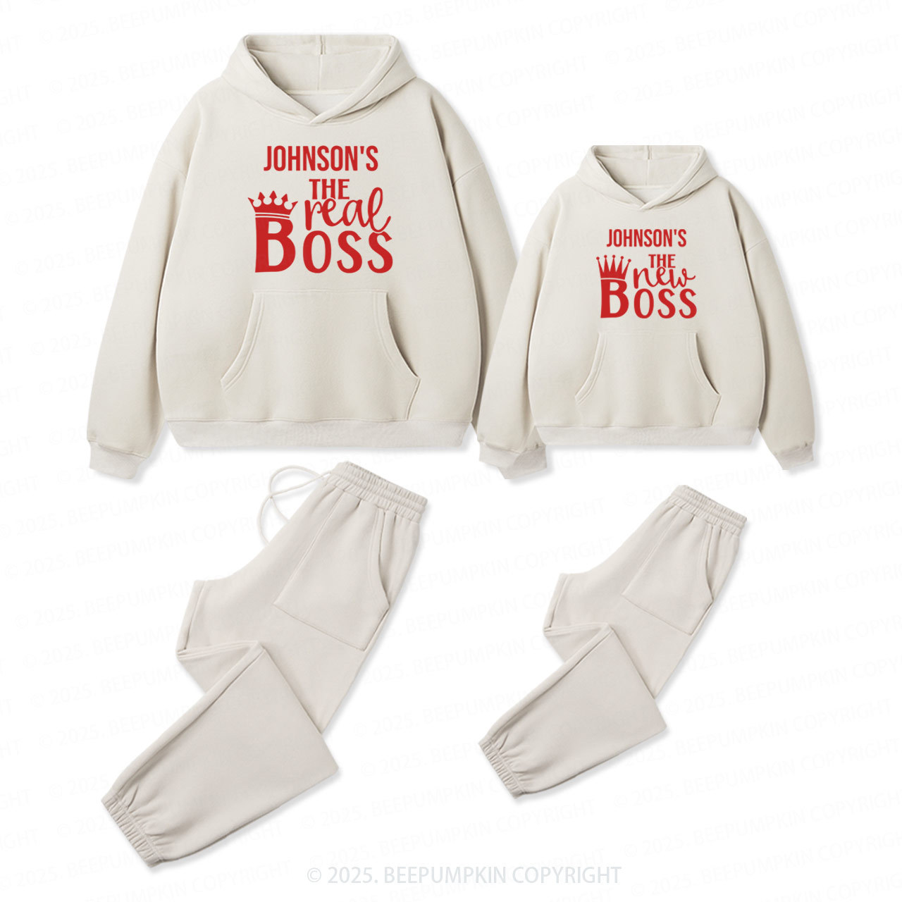 Personalized Boss Family Matching Hoodie Set