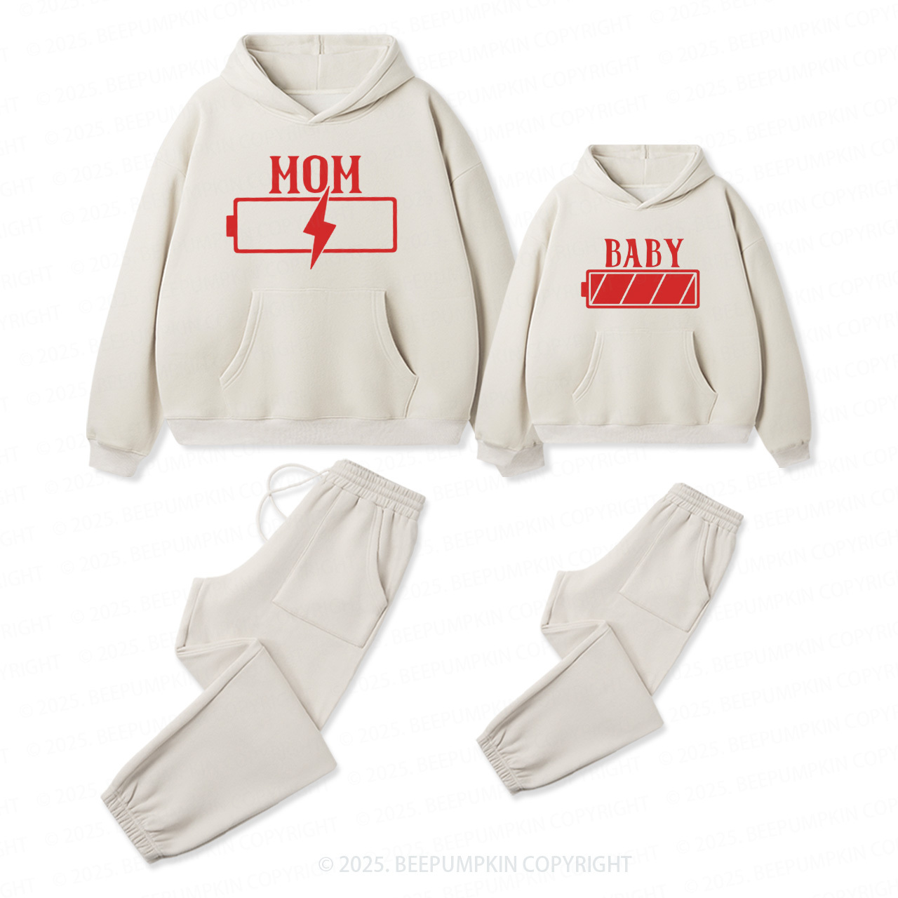 Personalized Battery Family Matching Hoodie Set