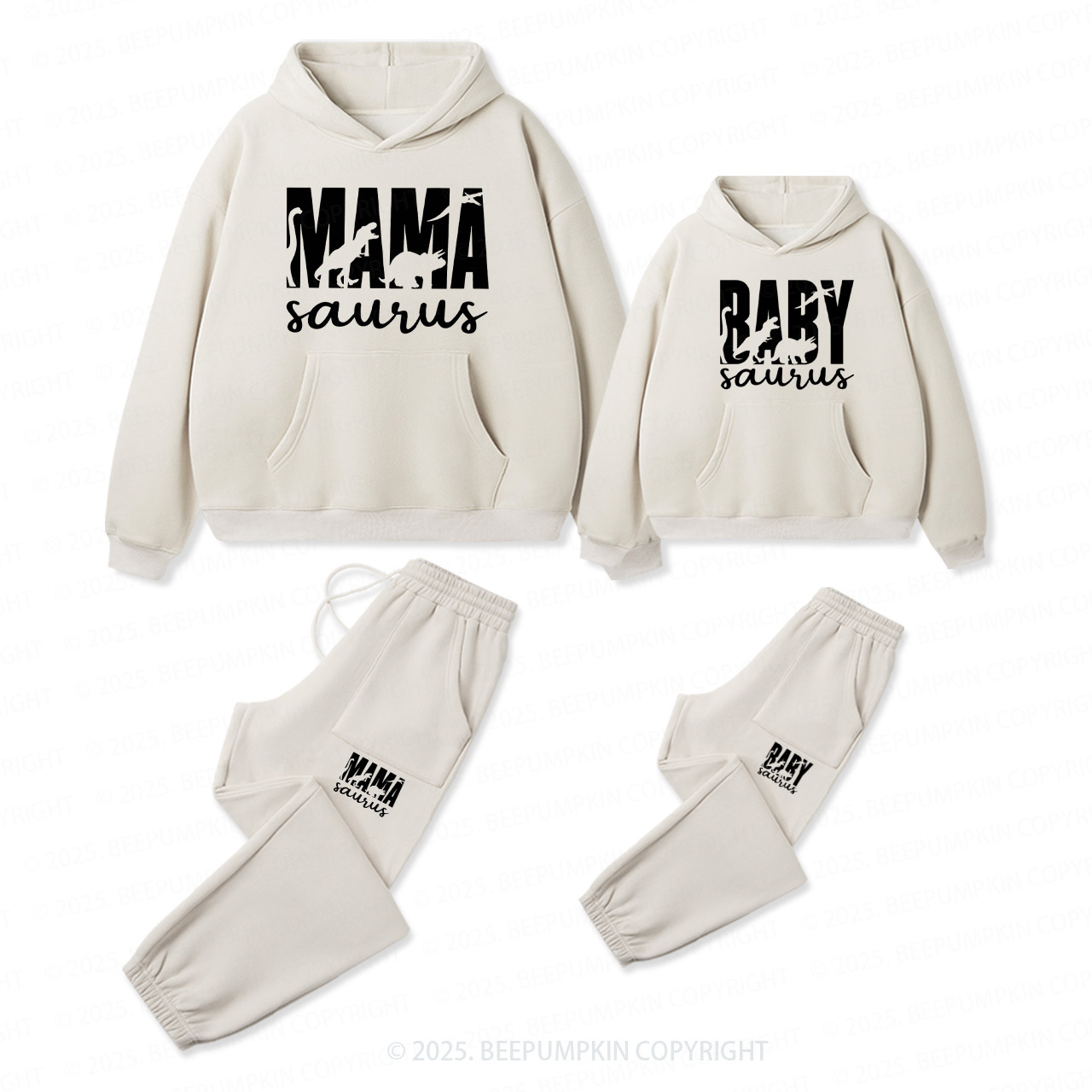 Personalized Saurus Family Matching Hoodie Set