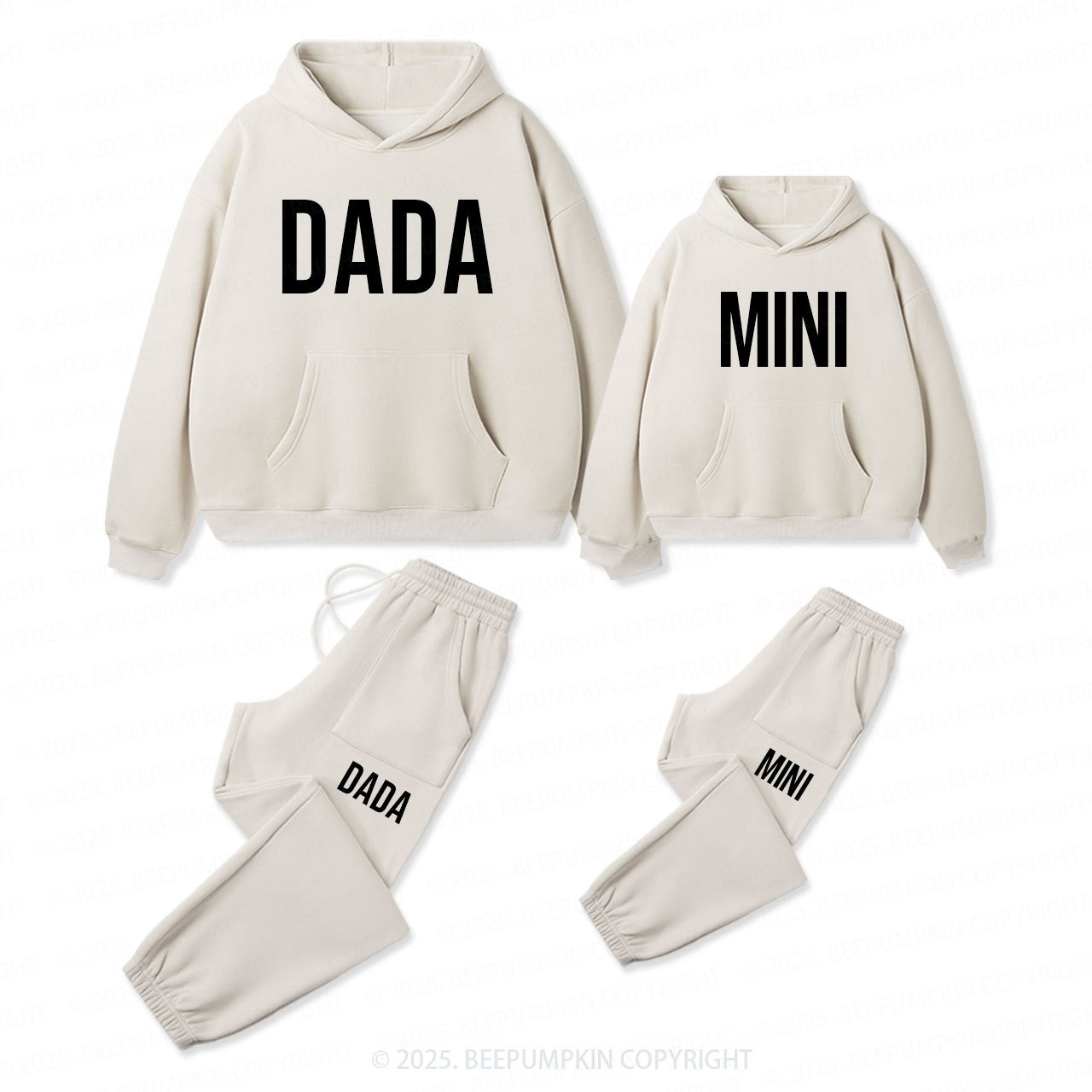 Personalized Dada Mom Mini Family Matching Hoodie Set
