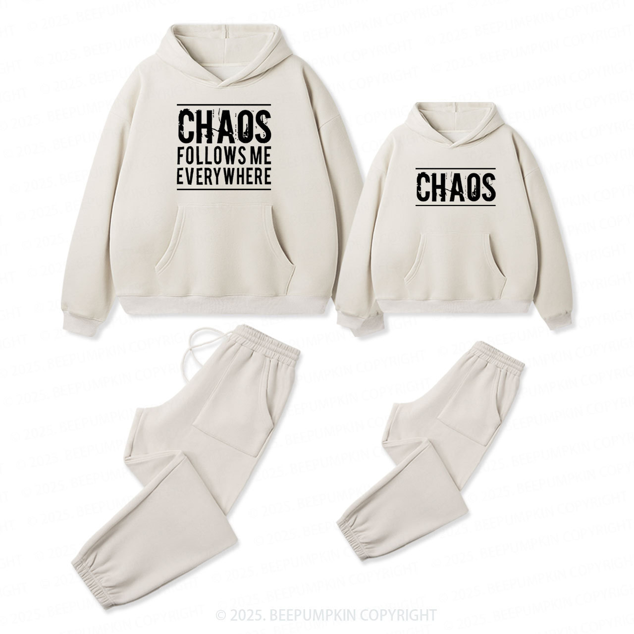 Chaos Follows Me Everywhere Family Matching Hoodie Set